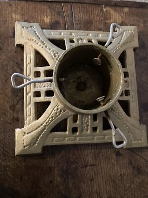 $19.95 • Buy Vintage Ornate Cast Iron Christmas Tree Stand Gold 14” Square Heavy Duty Holiday