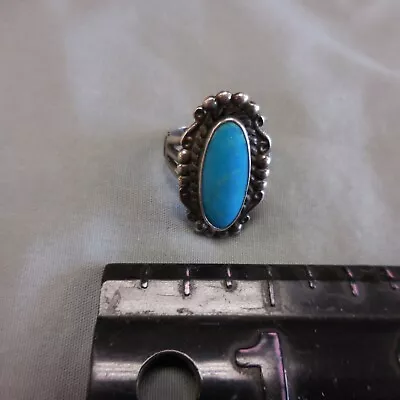 Vintage Native American Turquoise Sterling Ring Navajo Size 5.5 Weighs 5.5  Grms • $70