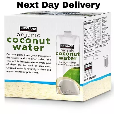 Kirkland Signature Organic Coconut Water Palm Tree No Sugar Carton Pack 9x1Litre • £29.97