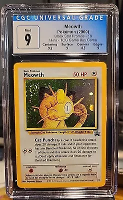 2000 Pokemon TCG Promo Meowth Holo Game Boy Black Star CGC 9 Mint #10 • $55.99