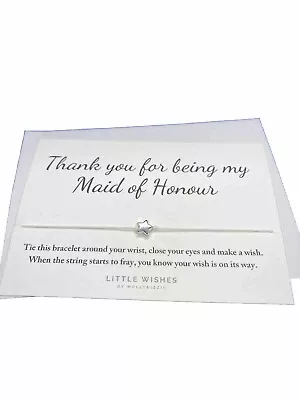 Thank You For Being My Maid Of Honour Silver Star Wish Bracelet With Envelope • $5.53