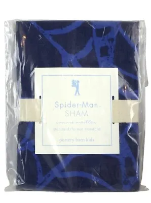 Pottery Barn Kids Spider-Man Bed Sham Standard Sized Marvel Bedding Blue New • $24.95