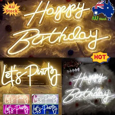 Let's Party Wall Neon Sign Happy Birthday LED Neon Sign Party Hanging Decor New • $42.99