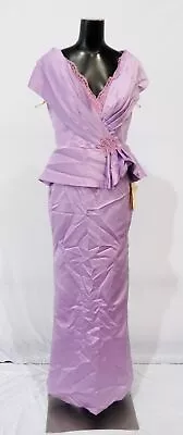 Lan Ting Women's Column Satin Mother Of The Bride Dress LV5 Purple Size US:12 • $16.25