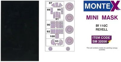 Montex 1/32 MESSERSCHMITT Bf-110C CANOPY PAINT MASK Revell • $7.50