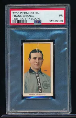 1909 T206 Piedmont 350 FRANK CHANCE Portrait Yellow  PSA 1 HOF Swsw6 • $350