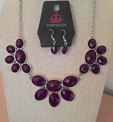 Nwt Paparazzi  Flair Affair  Plum-purple Necklace And Earrings  • $3.49