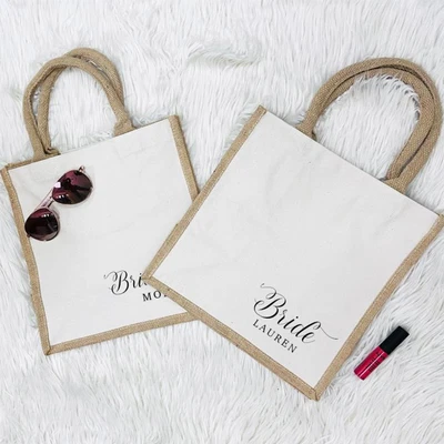 £11.95 • Buy Personalised Bridesmaid Midi Jute Tote Bag Gift Wedding Ladies Hen Midi Shopping
