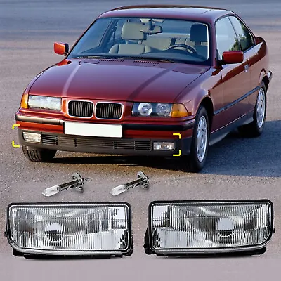 Fog Lights For 92-99 BMW E36/M3 3 Series Clear Glass Lens H1 55W Pair Replace • $33.90