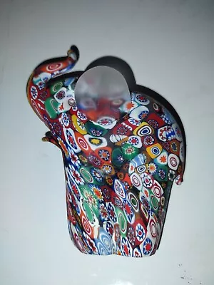 Vintage Millefiori Venetian Murano Art Glass Elephant With Frosted Ears • $139.60