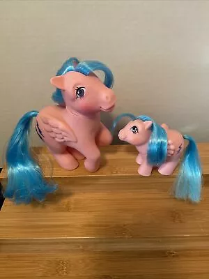 Vintage 1983 My Little Pony  Pegasus Firefly Mommy & Baby G1 • $13