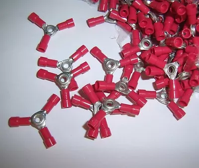 (20) 3 Way Wire Butt Connectors Red Vinyl 22-18 Gauge AWG Ga Crimp On Terminals • $8.97