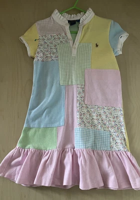 £14.99 • Buy Girls Ralph Lauren Polo Block Pastel Multi Shirt Dress Age 6