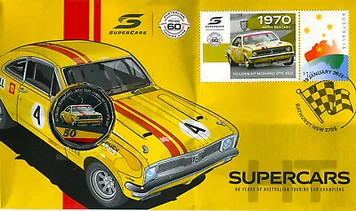 $18.75 • Buy 2021 Supercars Holden HT Monaro GTS PNC/FDC RAM 50 Cent Colored Coin & $1 Stamp