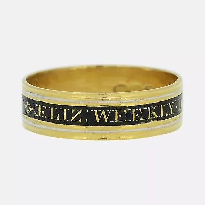 Late Georgian Enamelled Mourning Band Ring - 15ct Yellow Gold • $1199.83