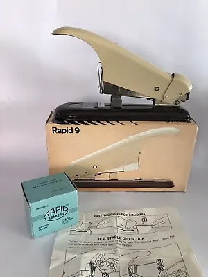 £19.99 • Buy Vintage RAPID 9 STAPLER Boxed + Almost Full Box Of 9/12 Staples Made In Sweden