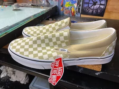 Vans Classic Slip On Checkerboard Taos Taupe Size US 12 Men New VN0A5AO8YUU • $59.99