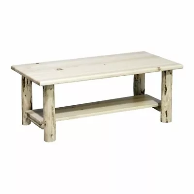 Montana Woodworks Transitional Solid Wood Coffee Table With Shelf In Natural • $307.99