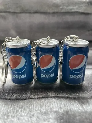 3 X Pepsi Cola Novelty Miniature Blue Fizzy Drink Can Keyring Keychain Coke Food • £5.99