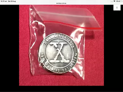 $7.71 • Buy THE X-FILES PIN Badge Pewter LOGO Tie Hat Vintage Mint