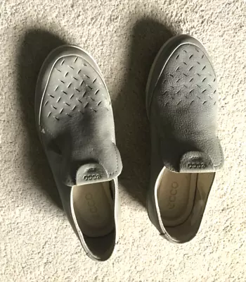 Ecco Grey/beige Shoes Size 6  / Eu39 Smart Flats Leather Slip On Made  Portugal • £5