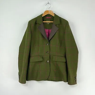 Musto Tweed Hacking Jacket Womens 10 Green Check Wool Country Riding Blazer • £65