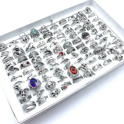 Wholesale 30pcs Vintage Jewelry Rings For Men Women Skull Animals Dragon Punk • $13.49