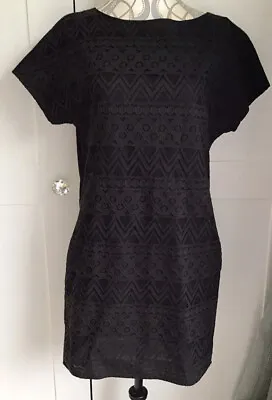 Armani Exchange Short Black Lace Mulberry Silk Blend Dress Size 2 Size 6 BNWT • £10