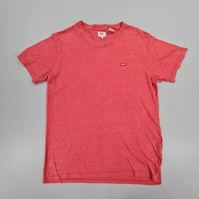 Levis Mens T Shirt Red Small Short Sleeves Cotton Blend Top • £6.99