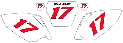 2007 HONDA CRF450 Custom Pre-Printed Backgrounds White With Red Numbers • $43.99