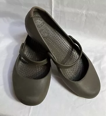 Crocs Slip On For Women's Mary Jane Style Flat Brown Color Size 7 . • $19