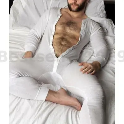 INCERUN Mens Pajamas Leotard Jumpsuit Playsuit Nightwear Bodysuit Long Johns UK • £17.47
