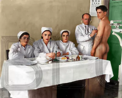 1918 Young Man And Nurses Medical Examination   14 X 11   Photo Print • $16.96