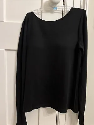 UNIQLO Womens Size L  Heattech Ribbed Scoop Bra Thermal Long Sleeve Top BLACK • £16.50