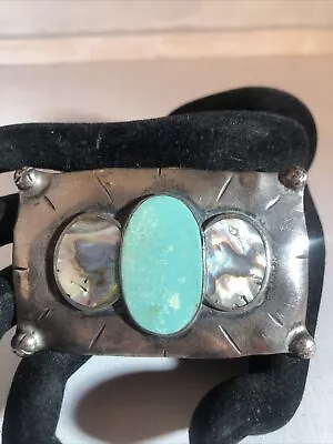 All Sterling Silver Belt Buckle - L Fox - Turquoise Abalone (see Notes) • $595