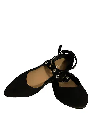 H&M Divided Size 36 EU 5.5 US Black  Flats Pointed Toe Shoes Faux Suede • $15