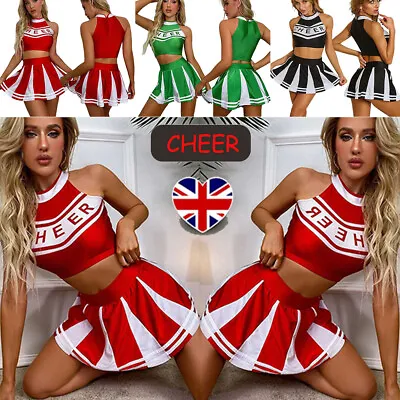 Cheerleader Cheerleading Fancy Dress Costume Adults Cheer Uniform Outfits Sport • £17.09