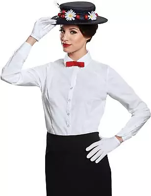 Mary Poppins Hat Gloves Bow Tie Accessory Kit Women Adult Size Halloween Costume • $36.95