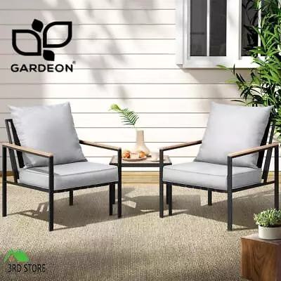 Gardeon Outdoor Furniture 3pcs Lounge Setting Bistro Set Chairs Table Patio • $190