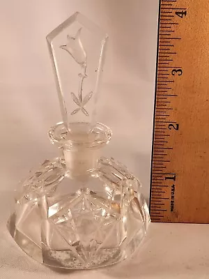 Vintage  Clear Hand Cut Glass Crystal Perfume Bottle • $10