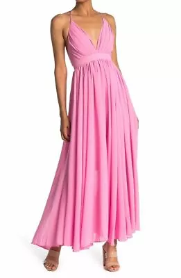 NWT MEGHAN LA Enchanted Garden Maxi Dress Large Pink Backless Plunge • $419.99