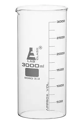 Beaker 3000ml - Tall Form - Graduated - Borosilicate Glass - Eisco Labs • $52.45