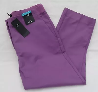 Ladies Marks And Spencer Heather Slim Cropped Cotton Blend Trousers Size 14 • £17.50