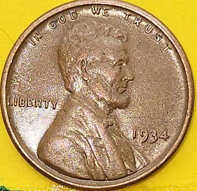 1934 P VF Lincoln Wheat Cent Copper Penny Brown Cent. Great Price. Free Shipping • $2.35