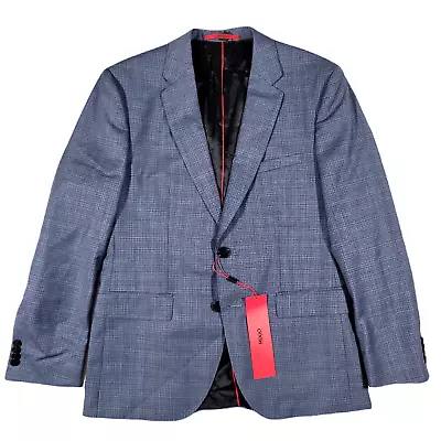 Hugo Boss Modern Fit Plaid Check Wool Suit Jacket Mens 40R 40 Light Blue $398 • $88.88