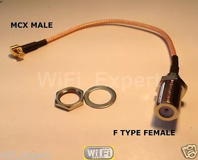 1x 8 Inch F TYPE Female Jack To MCX Male ANGLE Pigtail Jumper RF Cable RG316 USA • $7.99