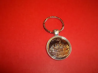 U.s.a. State Quarter Coin - Silver Cased Pendant Key Ring -  Pick Your State • $9.16