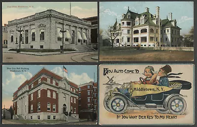 Middletown NY: Four C.1908-1910s Postcards WEBB HORTON HOUSE P.O. CITY HALL + • $5
