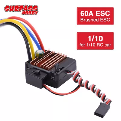 SURPASS HOBBY 60A Brushed ESC For 1/10 RC Tamiya Traxxas Wltoys 540 550 Motor • £13.27