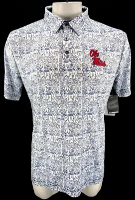 NEW Ole Miss Rebels Colosseum Allover Print SS Button Polo Shirt Men's L • $33.99